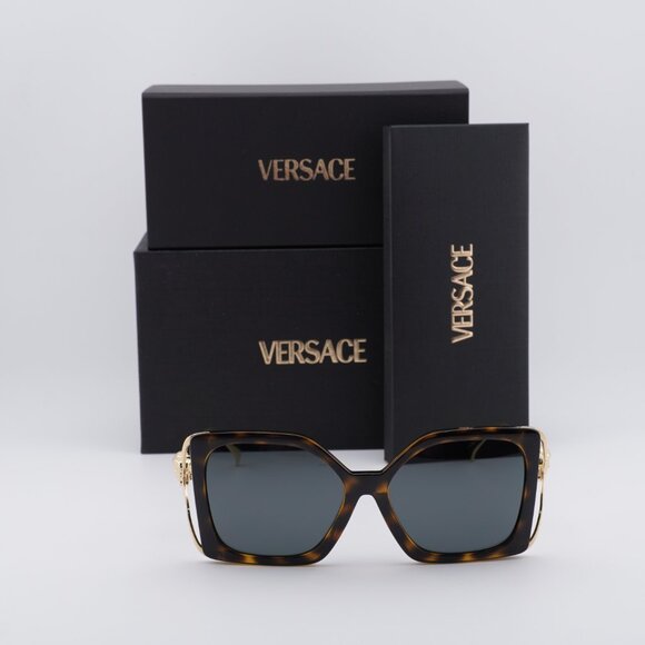 Versace VE4502U 108/87 Square Sunglasses – Havana/Gold/Grey - Picture 2 of 8